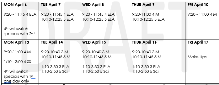 Table: CMAS Schedule