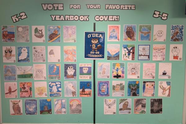 owl artwork entries for yearbook cover contest 