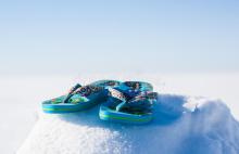 sandals in the snow