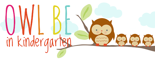 owl be in kindergarten graphic with a large owl and three little owls sitting on a branch with leaves and blue clouds in the sky